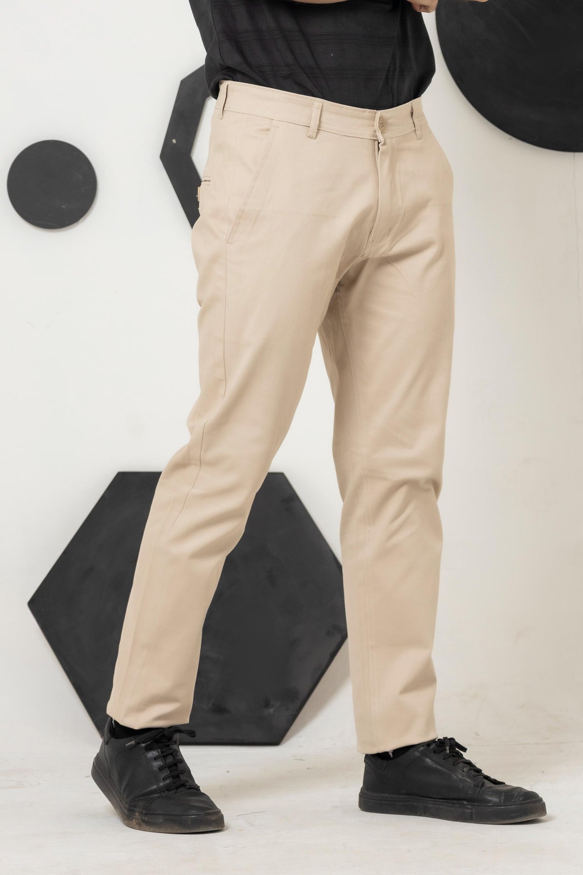 Beige Smart Fit Cotton Pant