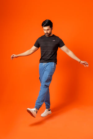 Light Blue Denim Relax Fit Cargo Pant