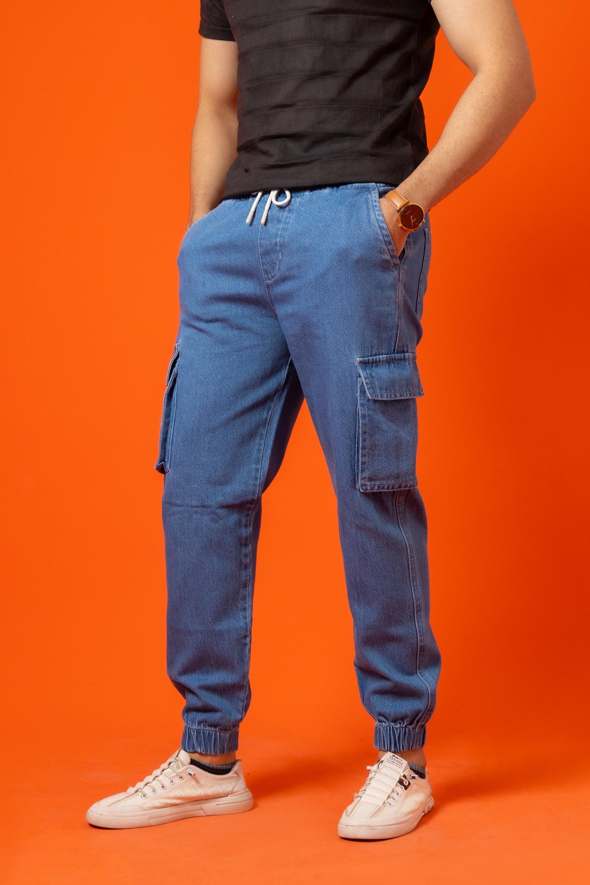Light Blue Denim Relax Fit Cargo Pant