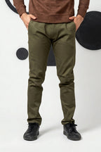 Peridot Green Cotton Pant Smart Fit