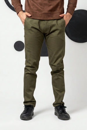 Peridot Green Cotton Pant Smart Fit