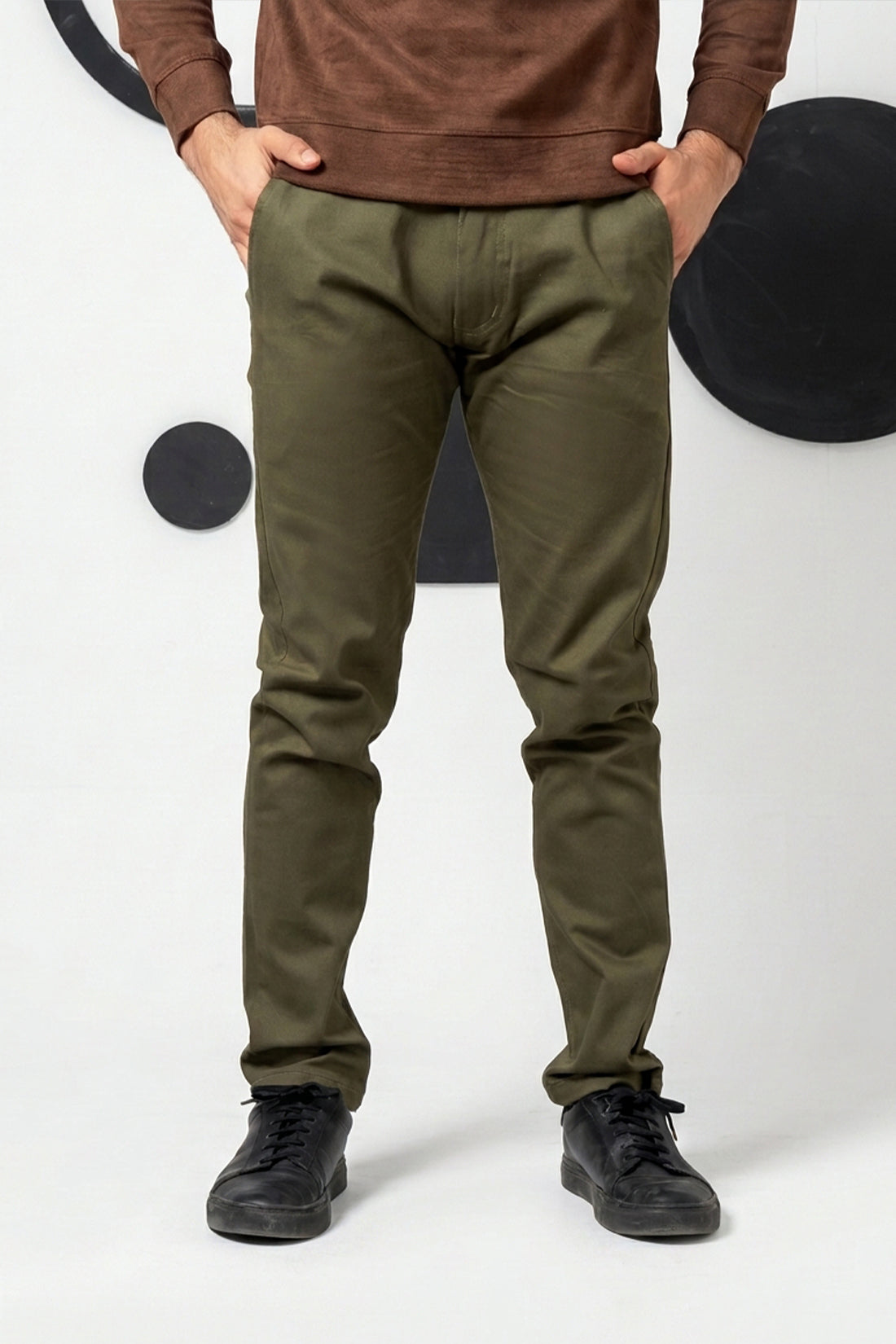 Peridot Green Cotton Pant Smart Fit