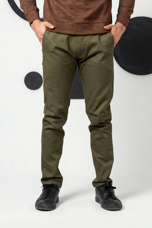 Peridot Green Cotton Pant Smart Fit