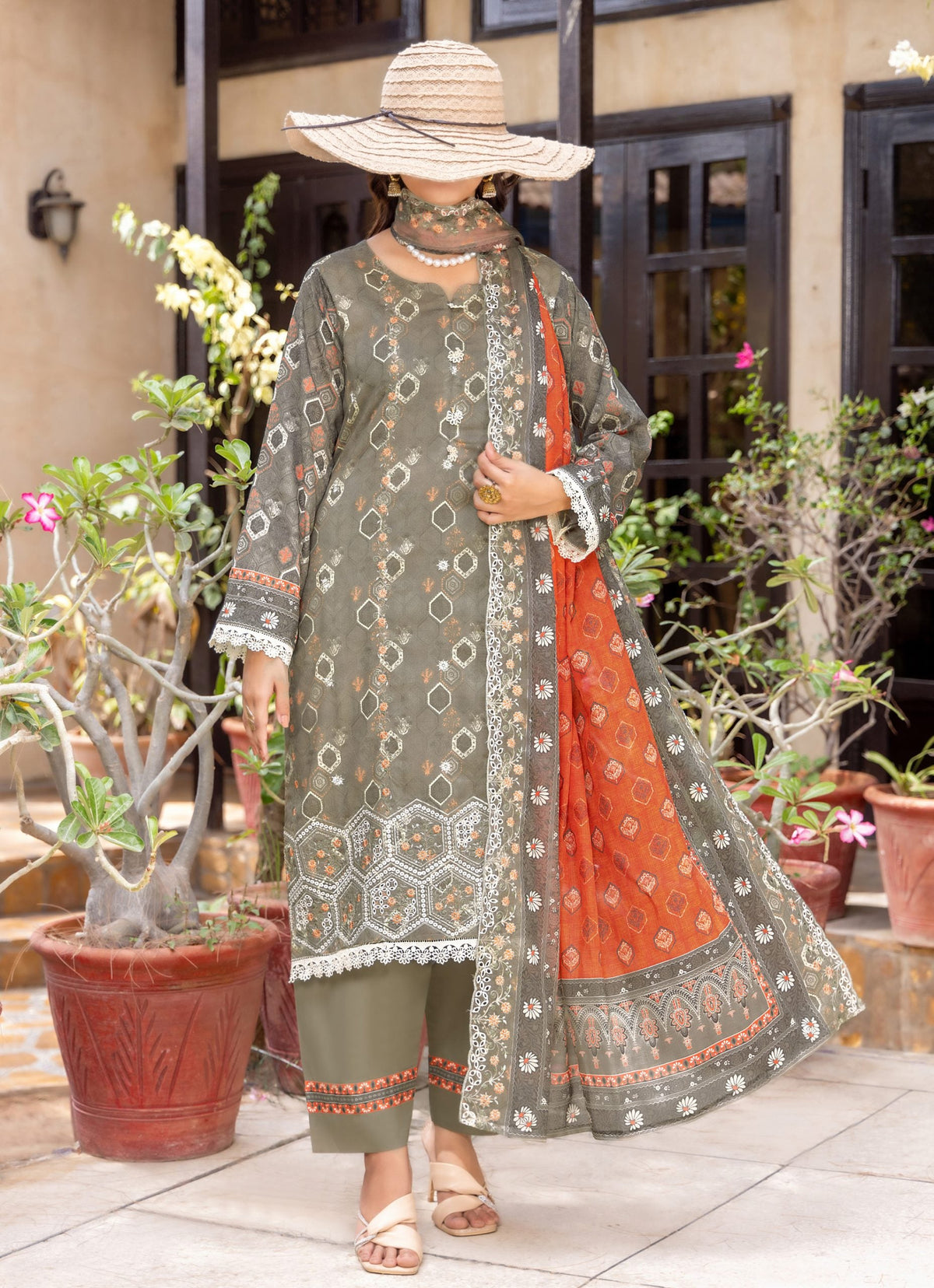 Haya by Hafiz Textile Embroidered Lawn 3PC Suit
