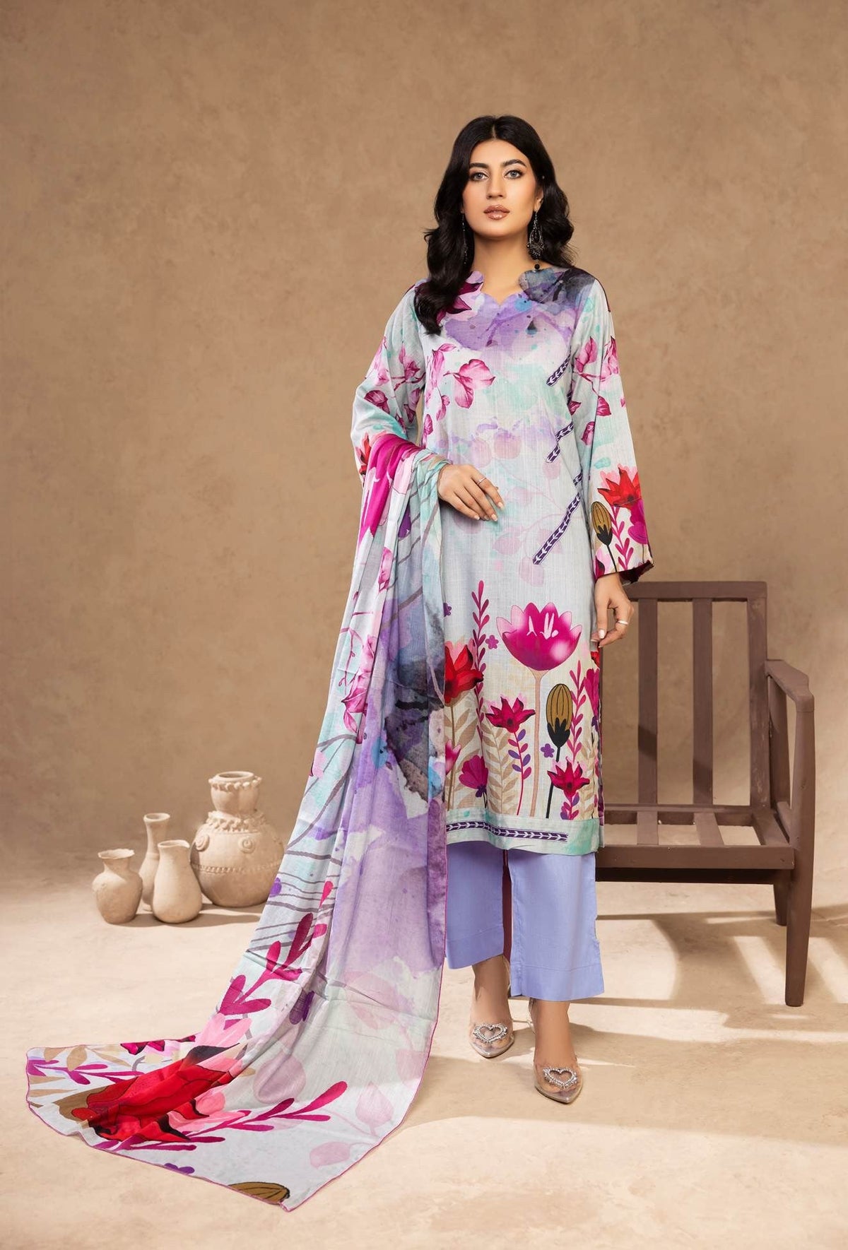 Flora Printed lawn 3PC | Premium Airjet Collection