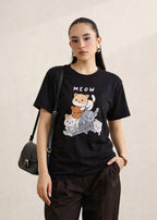 BLACK COTTON TEE-FT
