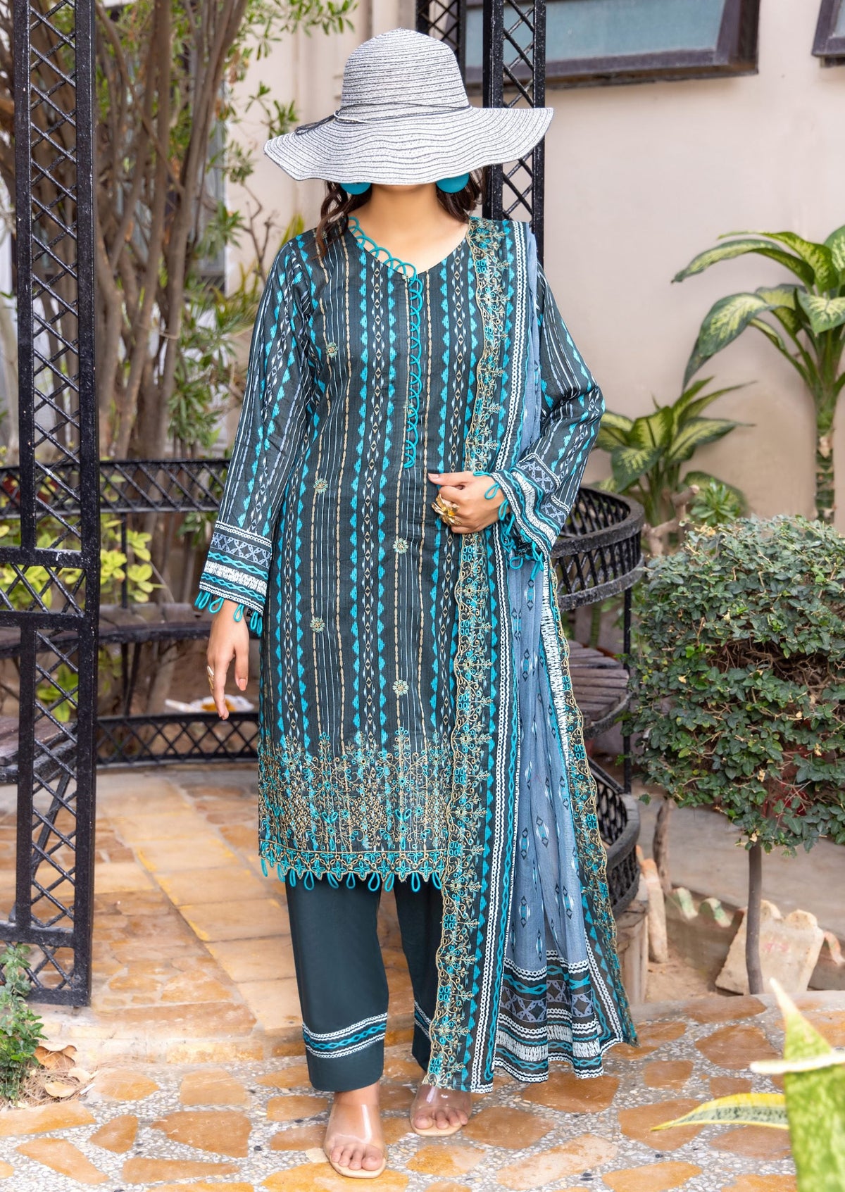 Haya by Hafiz Textile Embroidered Lawn 3PC Suit
