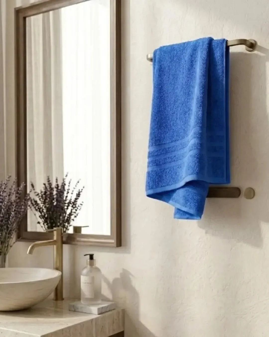 1 Piece Blue Bath Towel – Soft Absorbent Cotton Large Size Bathroom Towel