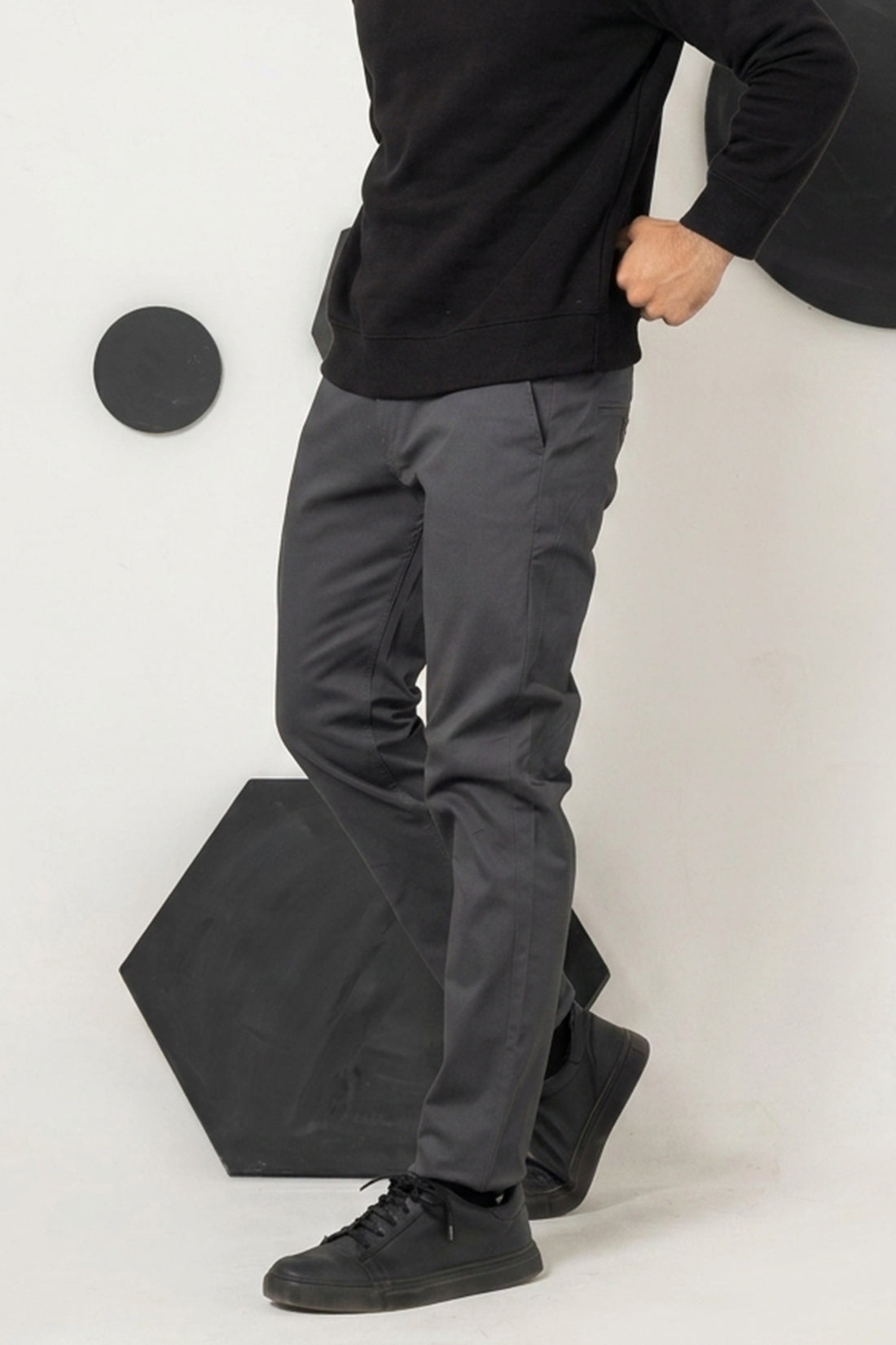 Charcoal Grey Cotton Pant smart Fit