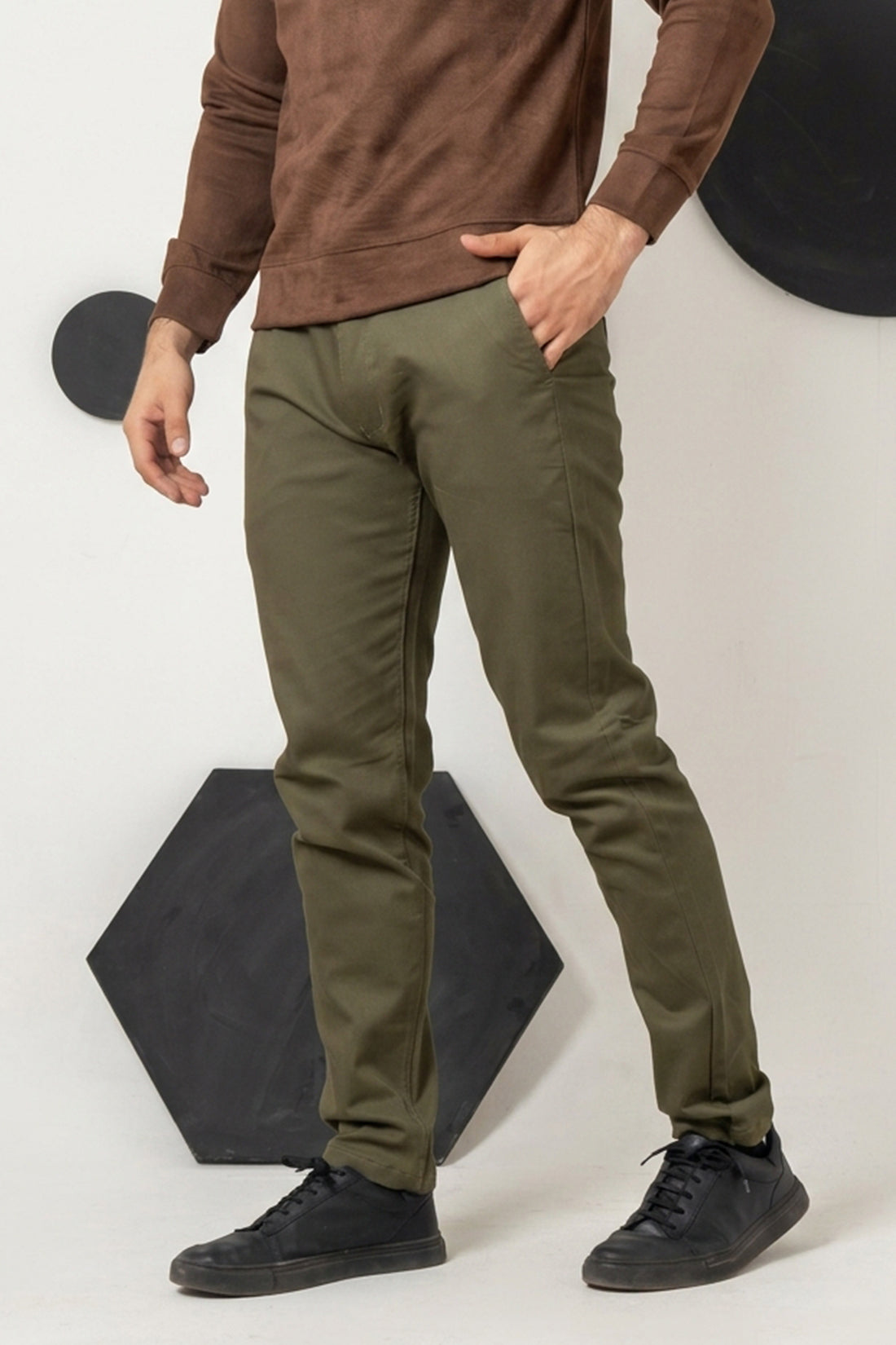 Peridot Green Cotton Pant Smart Fit