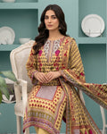 3 Pieces - Neova Unstitched Mustard Yellow Print Lawn Suit