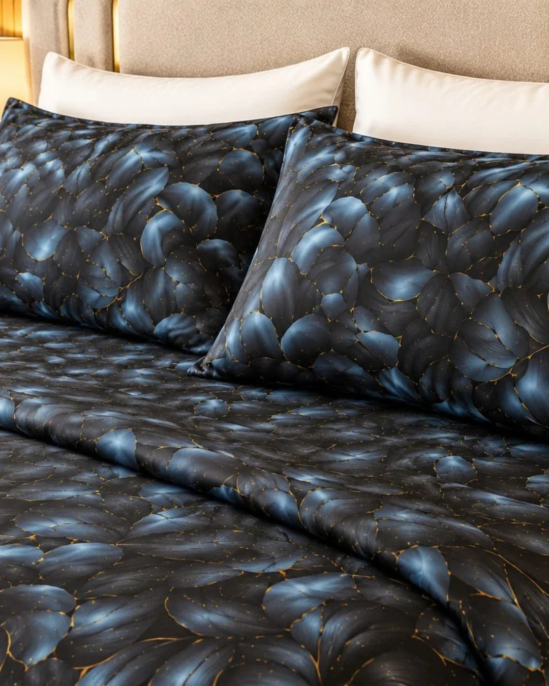 3D Printed Dark Blue Bedsheet – 3 Piece