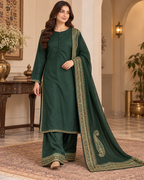 PC-941 Embroidered Silk Kameez with Flared Trouser - 3 Pcs