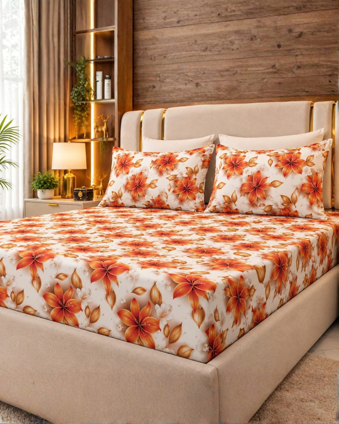 Amber Lily 3D Print Bedsheet – 3 Piece