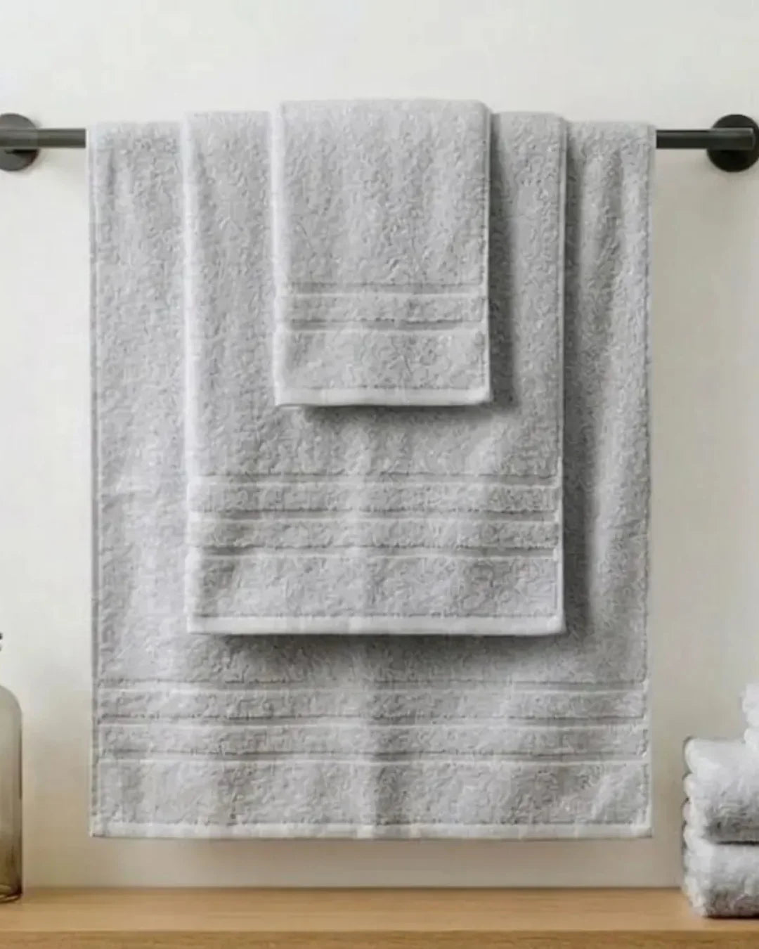 Elovery 6 Pieces Silver Towel Set