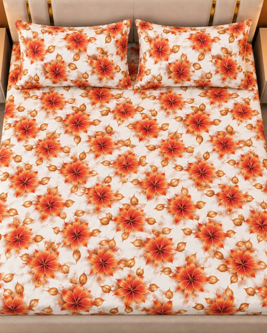 Amber Lily 3D Print Bedsheet – 3 Piece