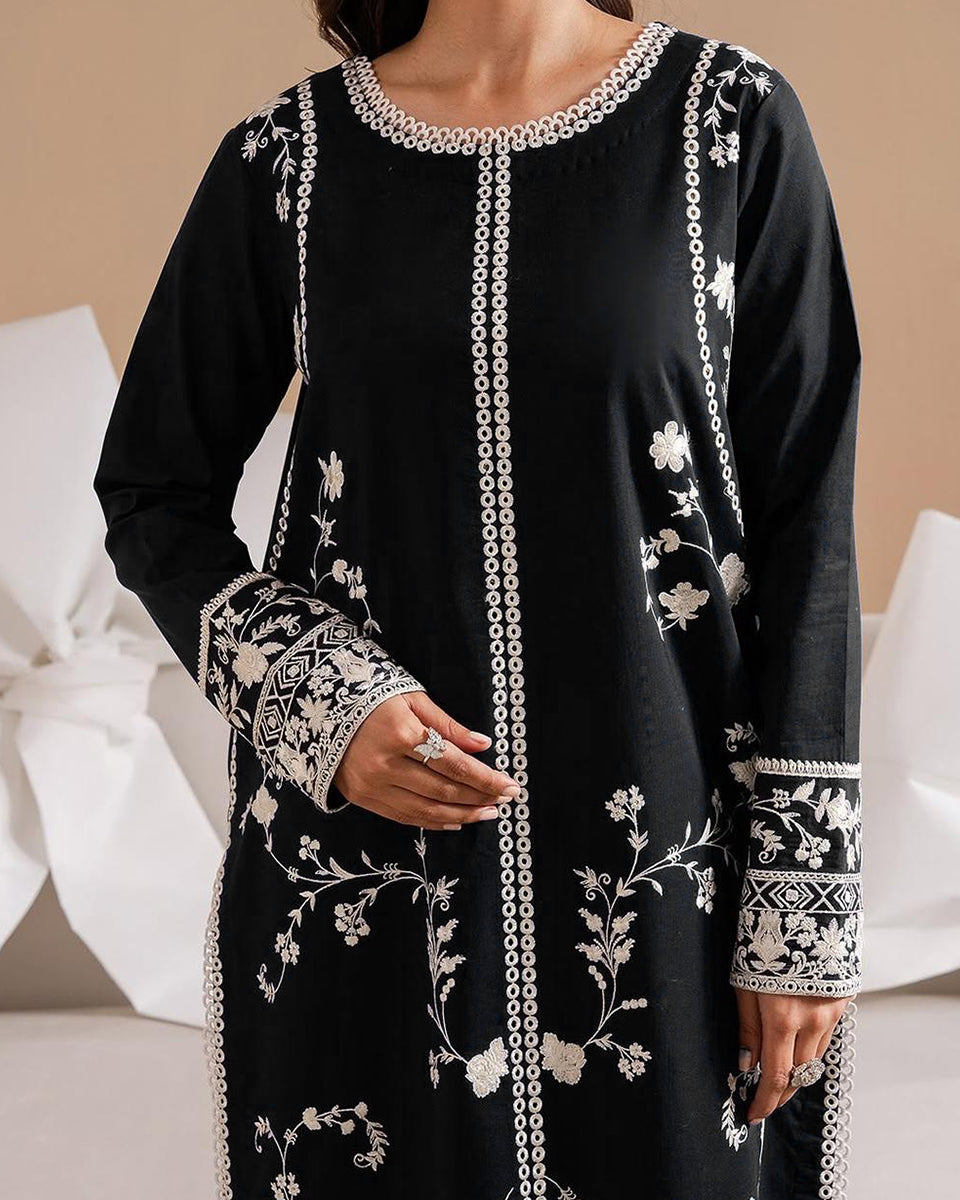 Marcello Embroidered 3Pc TWE-018 - Black