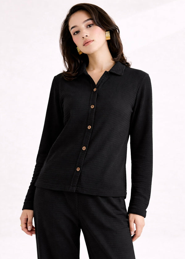 The Textured Grace-Wear SHIRT-BLACK