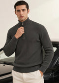 THE ALPHA STREET ZIP MOCK NECK-SEA-GREEN