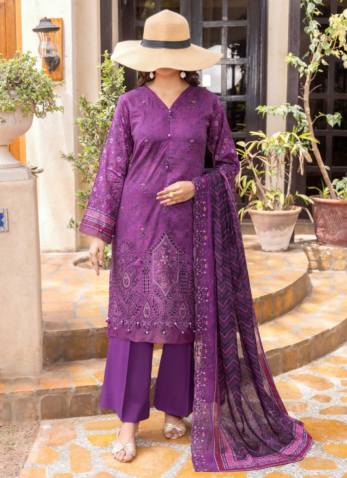 Haya by Hafiz Textile Embroidered Lawn 3PC Suit
