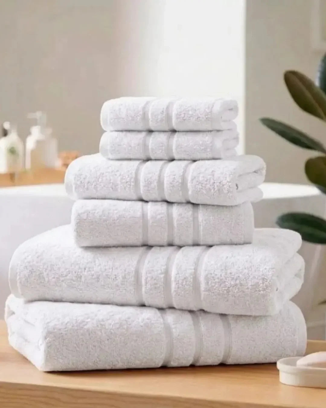 Elovery 6 Pieces White Towel Set