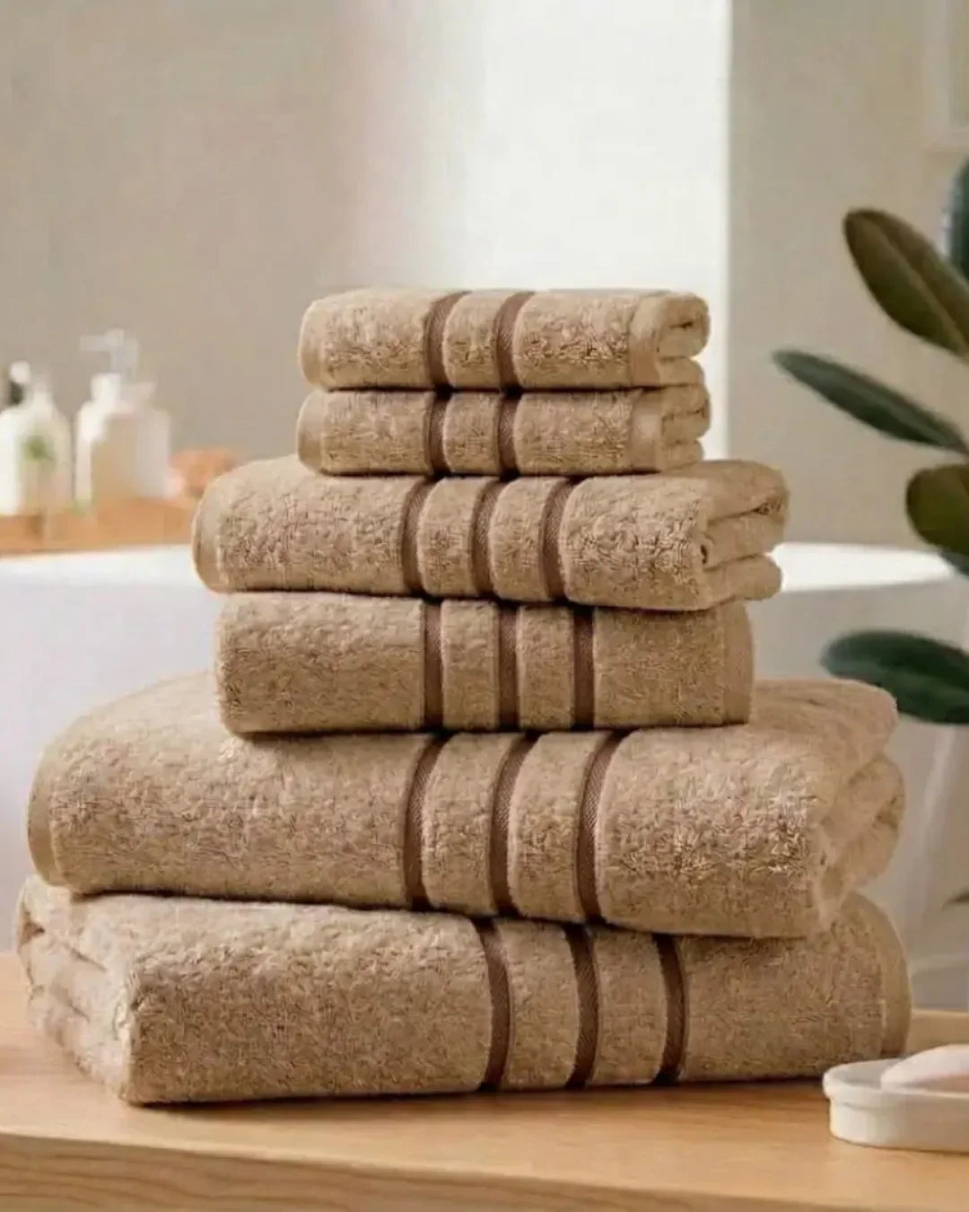 Elovery 10 Pieces Beige Towel Set – Soft & Absorbent Luxury Bathroom Collection