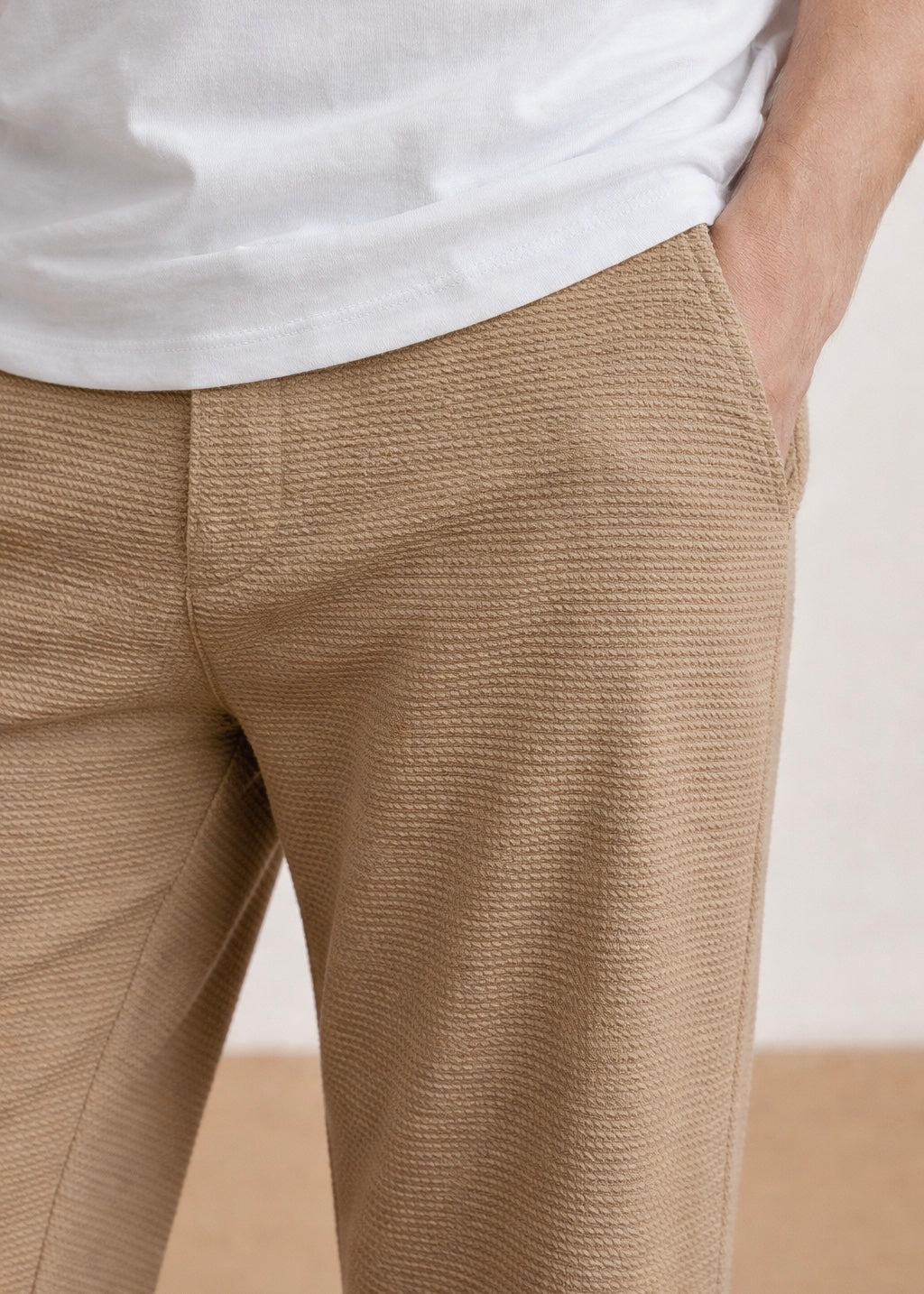 THE GLAMER TEXTURE TROUSER TAN-FT