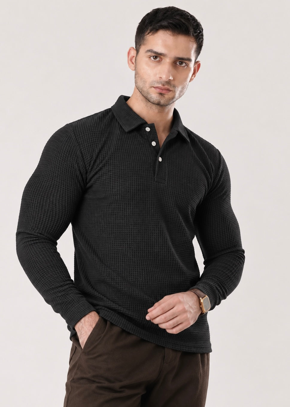 VEYRON TEXTURED SHIRT-BLACK