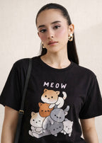 BLACK COTTON TEE-FT