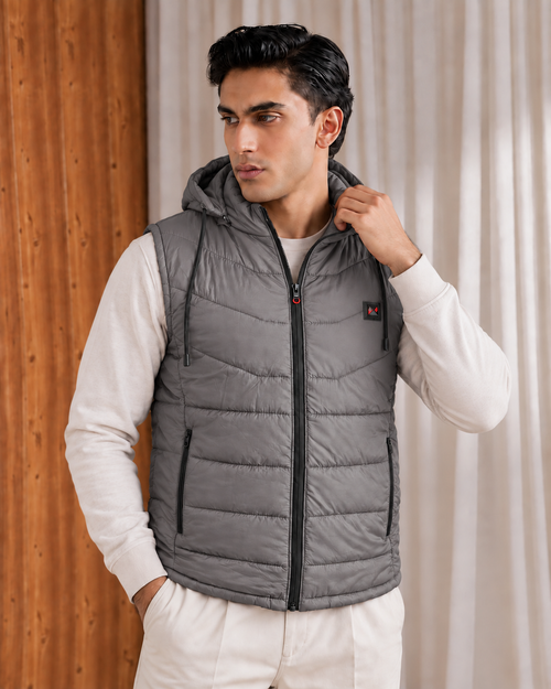 SLEEVLESS REMOVABLE & DETACHABLE JACKET-GRAY