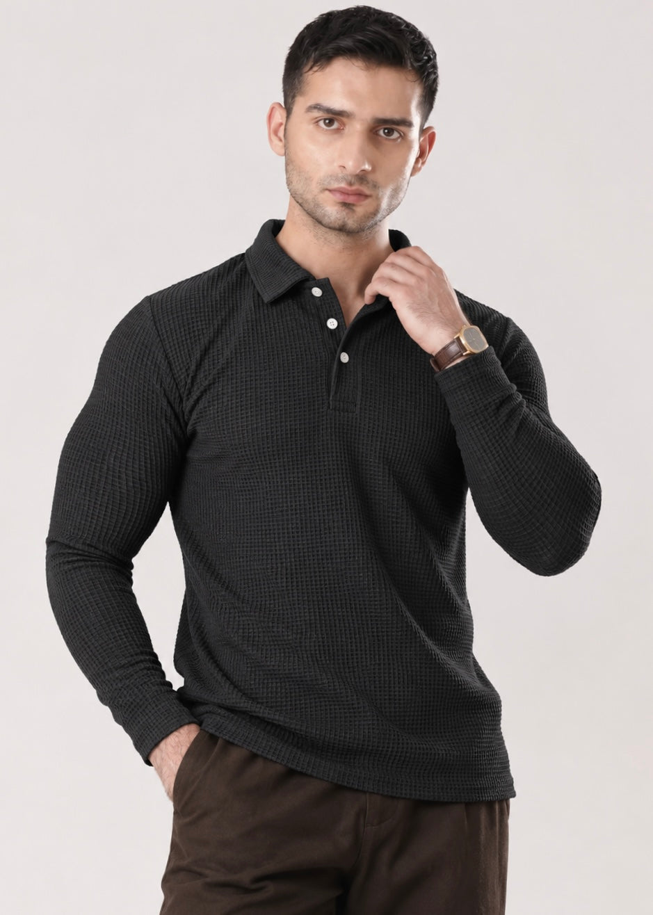 VEYRON TEXTURED SHIRT-BLACK