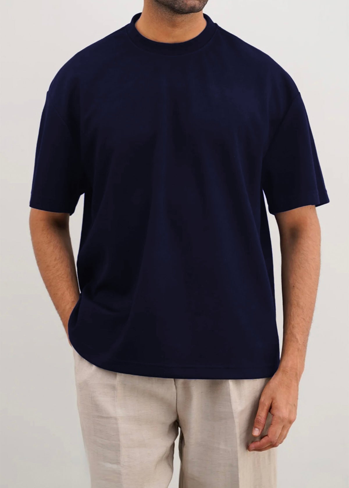 ALL-COTTON CREW TEE-NAVY