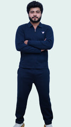 Elite Navy Jacquard Zipper Tracksuit