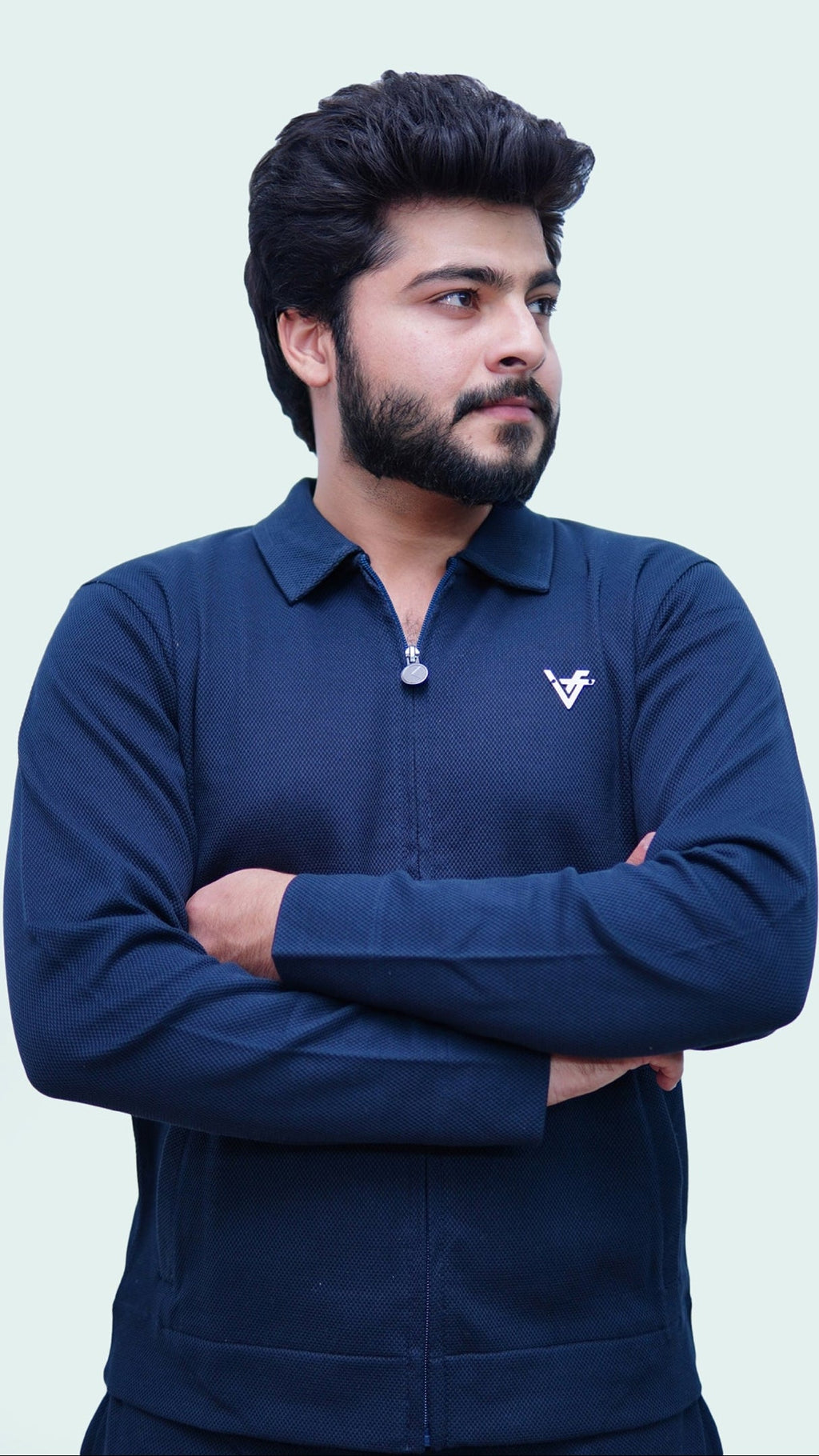 Elite Navy Jacquard Zipper Tracksuit