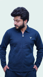 Elite Navy Jacquard Zipper Tracksuit