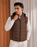 SLEEVLESS REMOVABLE & DETACHABLE JACKET-BROWN