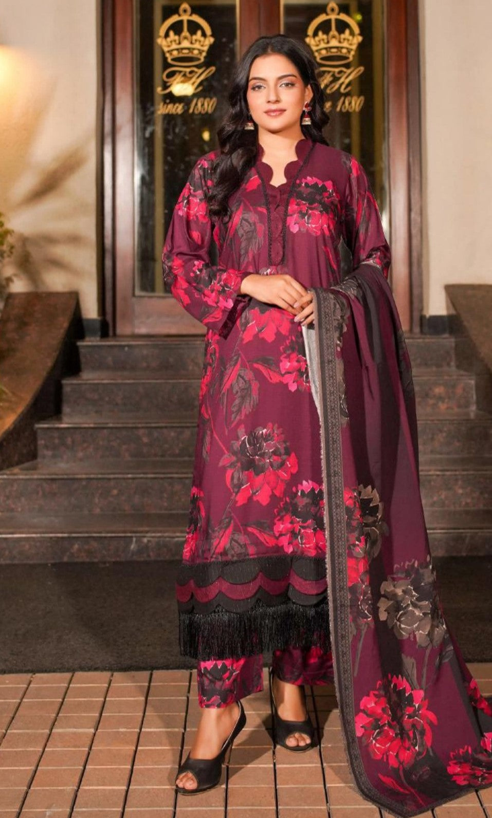 Original LALA Elegant Doriya 3PC Winter Airjet – Unstitched Printed Suits