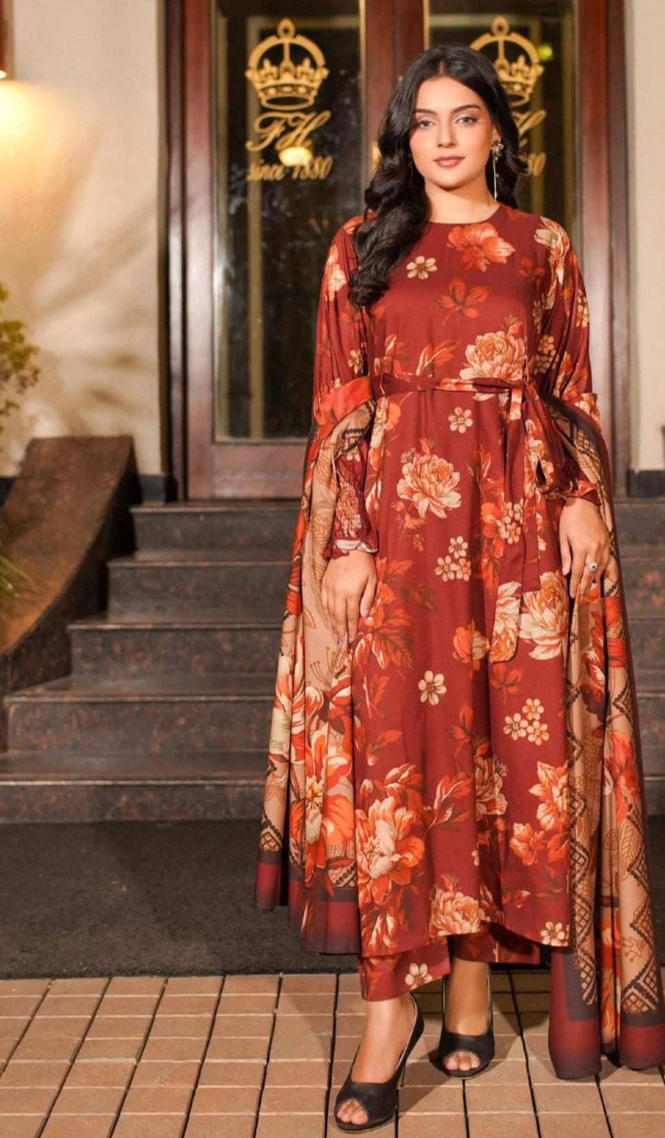 Original LALA Elegant Doriya 3PC Winter Airjet – Unstitched Printed Suits