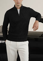 THE COZY KNIT ZIP MOCK-NECK-BLACK