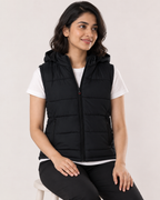 DETACHABLE BLACK SLEEVELESS JACKET-FT - Fitteez Fashion
