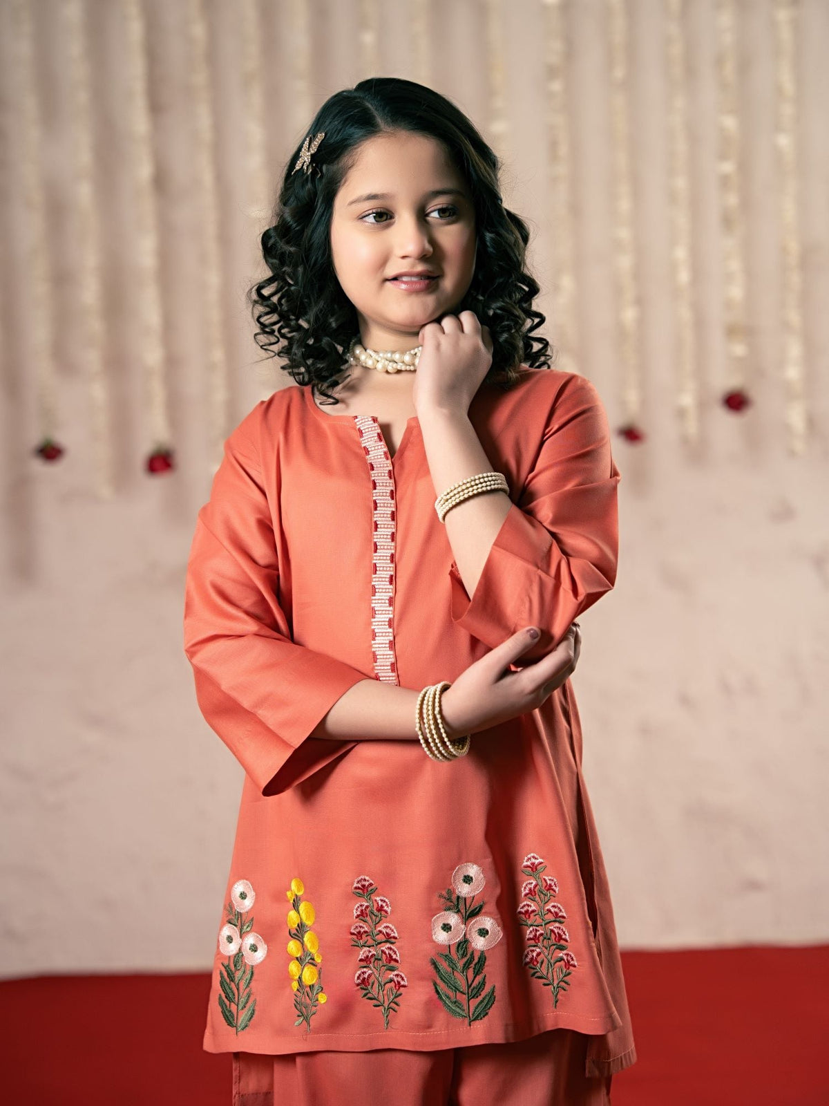 Girls Summer 2Pcs Embroidered Suit VG176-A