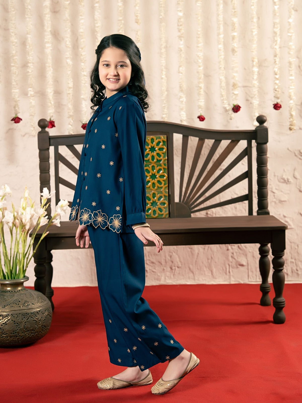 Girls Summer 2Pcs Embroidered Suit VG190-B