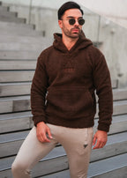 BROWN SHERPA-LINED HOODIE-FT