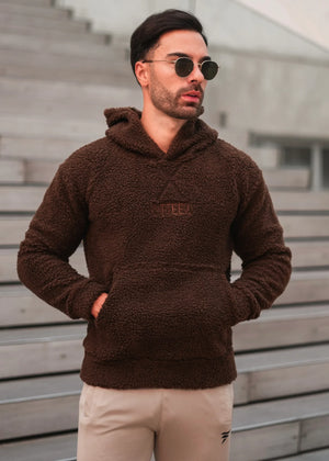 BROWN SHERPA-LINED HOODIE-FT