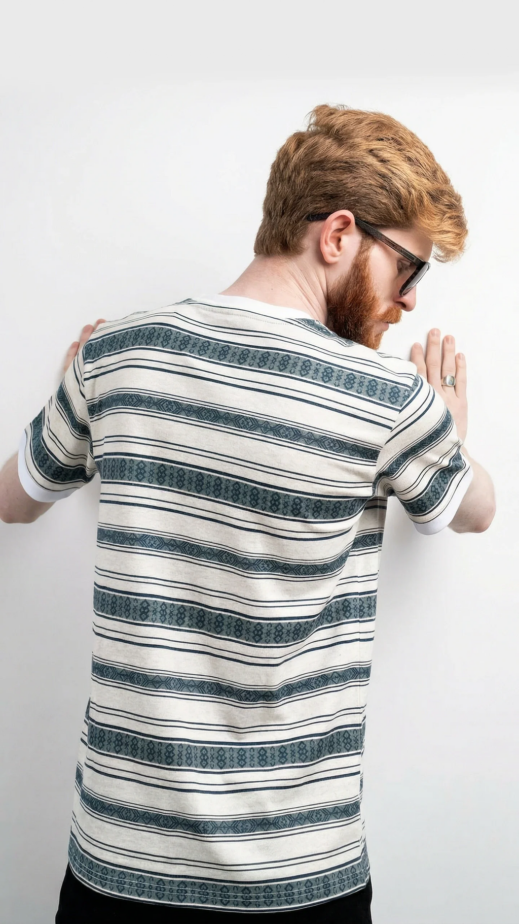 The Emerald Drift Tee – Striped Elegance