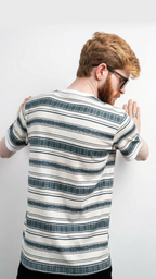 The Emerald Drift Tee – Striped Elegance