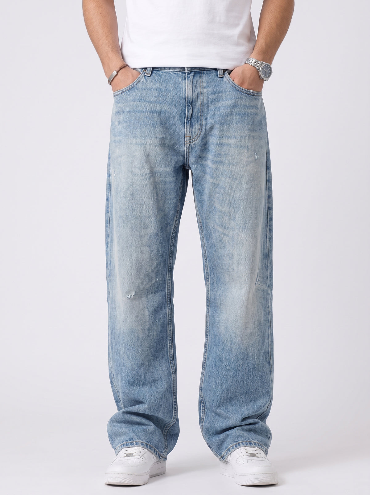 Light Wash Wide Leg Jeans - Bf 001