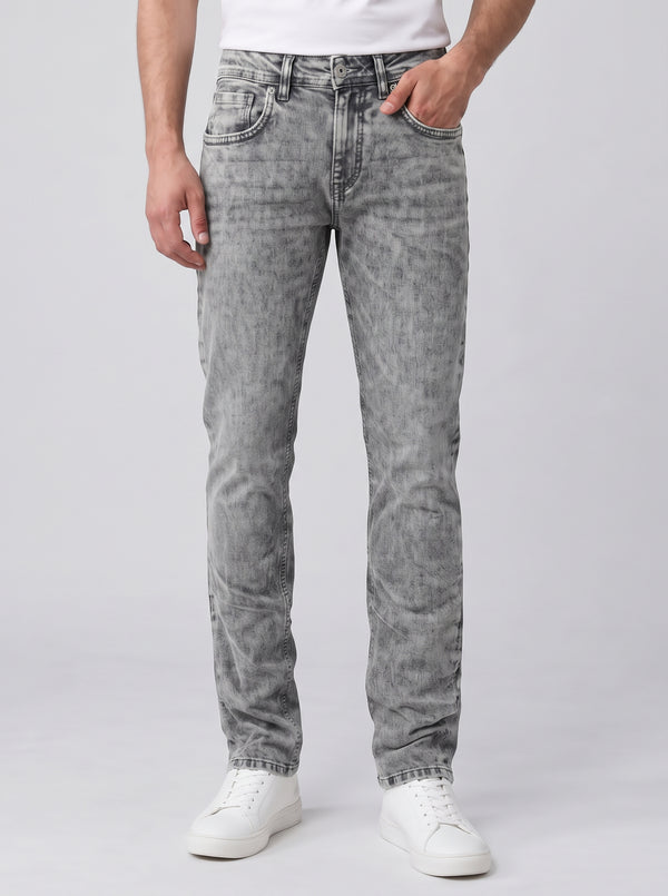 Men's Grey Acid Wash Slim Jeans - RF0004