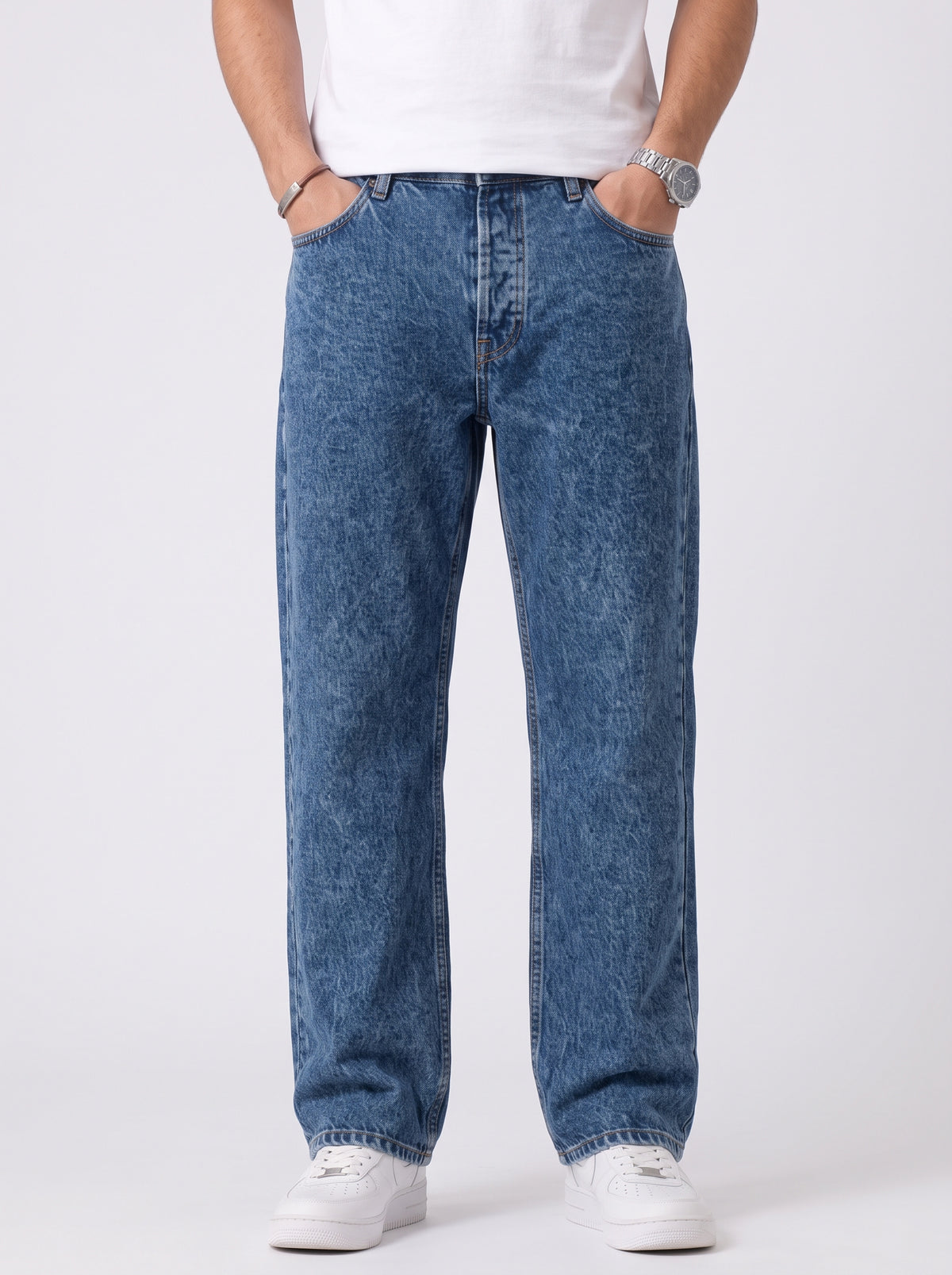 Marbled Wash Straight Jeans - BF 003