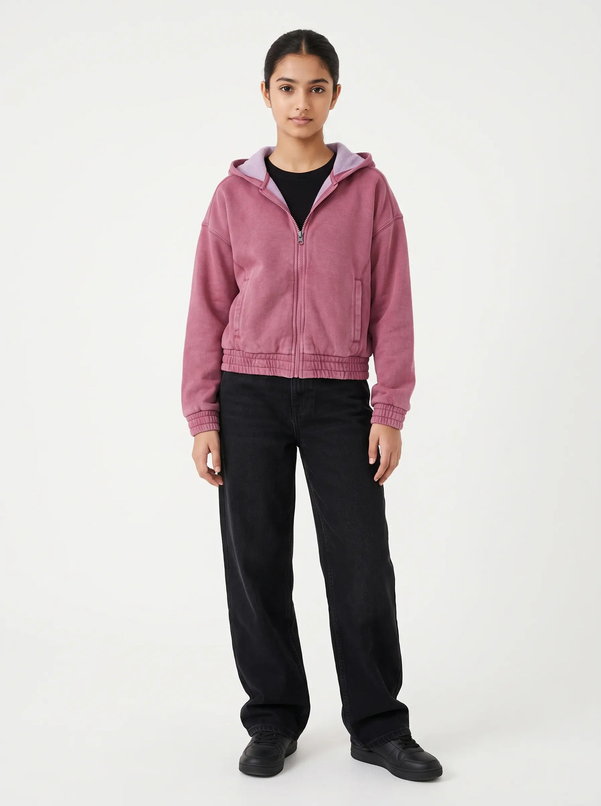 Pink Aura Acid Wash Cotton Boxy Fit Hoodie